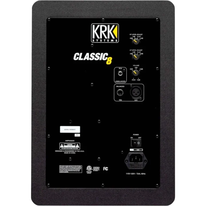 KRK Classic 8 背面圖 KRK Classic 8 八吋主動式監聽喇叭背面控制與接口