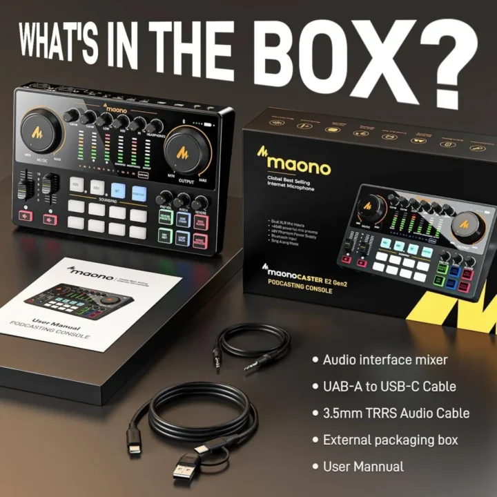 MAONO Maonocaster E2 Gen2 配件圖 MAONO Maonocaster E2 Gen2 包裝配件