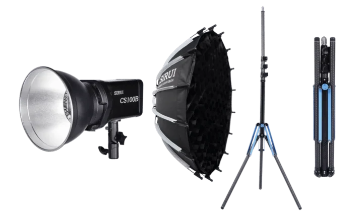 SIRUI CS100B 柔光箱套裝圖 SIRUI CS100B 雙色溫 LED 攝影燈搭配柔光箱與燈架套裝