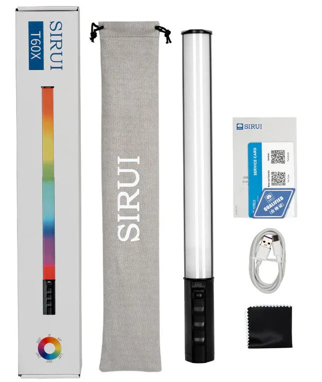 SIRUI T60X 完整套裝圖 SIRUI T60X RGB 伸縮智能光棒與包裝配件