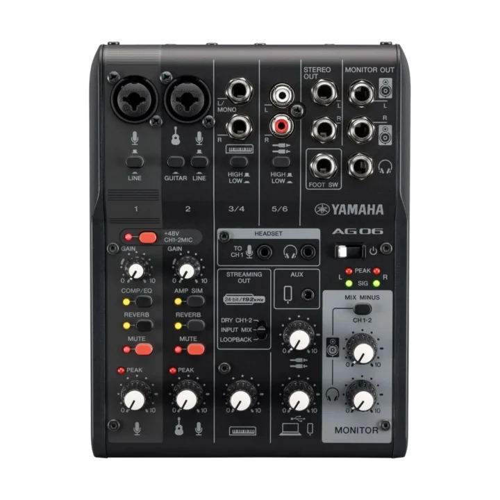 YAMAHA AG06 MK2 六軌直播混音器黑色主機